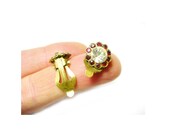 Vintage Flower Earrings, Bohemian Garnet Style, circa 1930s, Valentine's Day Gift