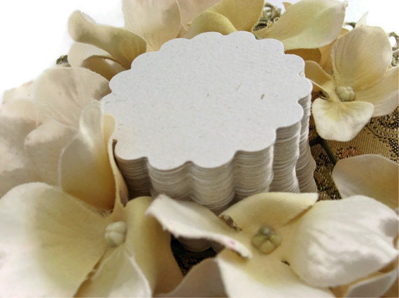 Round Scallop Tags, Eco Gift Tags, Recycled Paper Product Tags