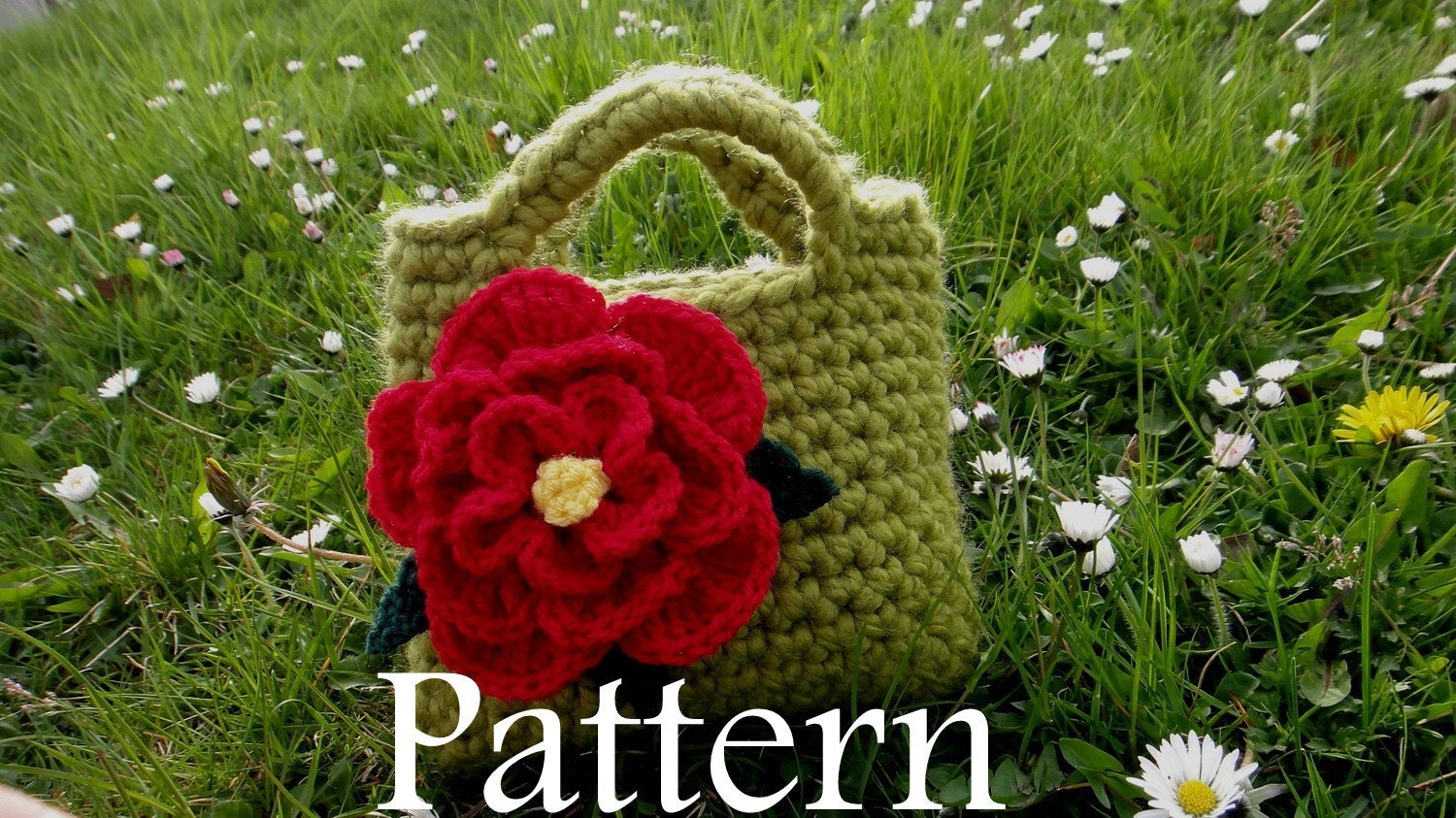 Little Girls Red Flower Purse - PDF crochet pattern