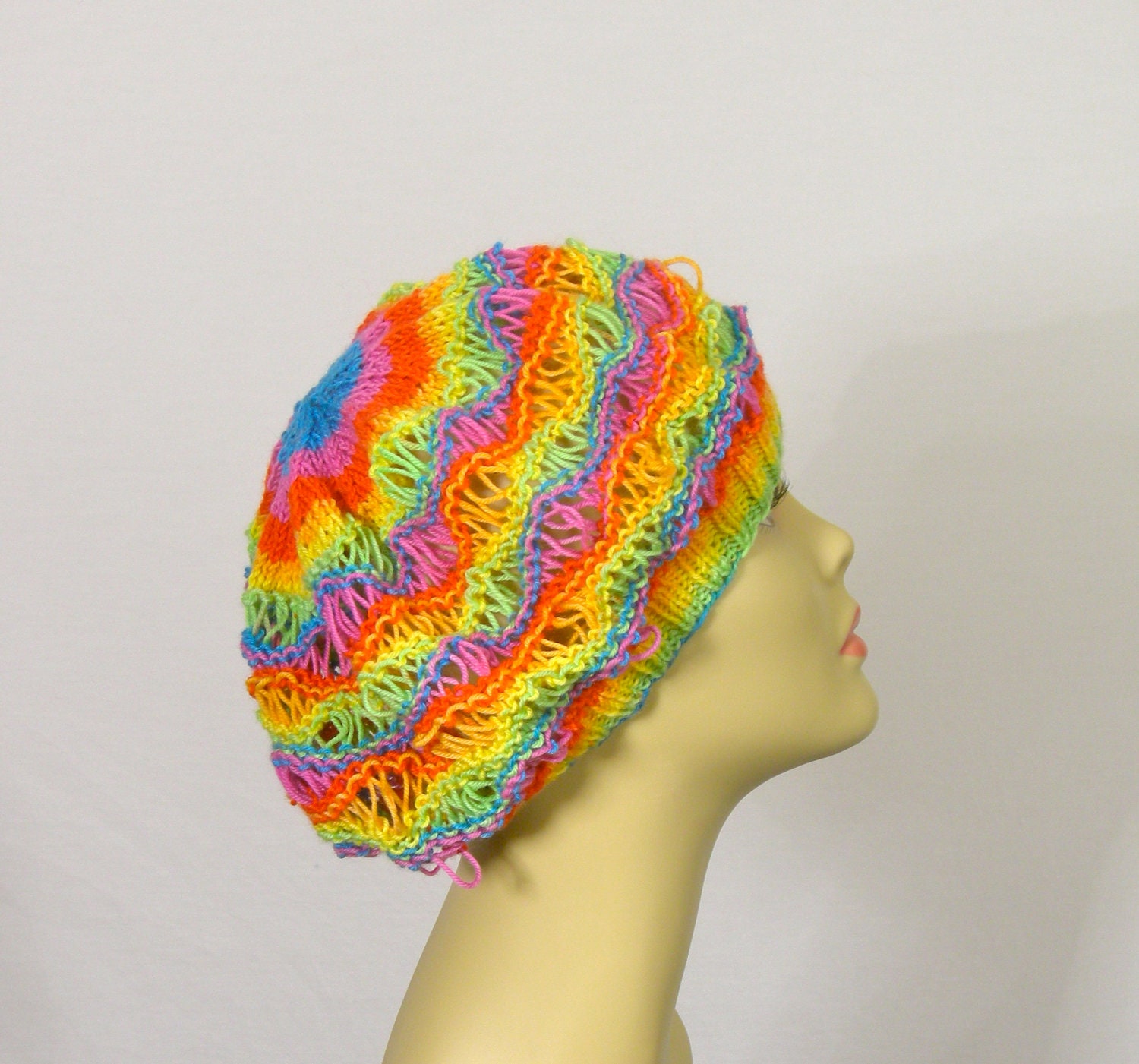 Slouchy Hat in Bright Rainbow colors