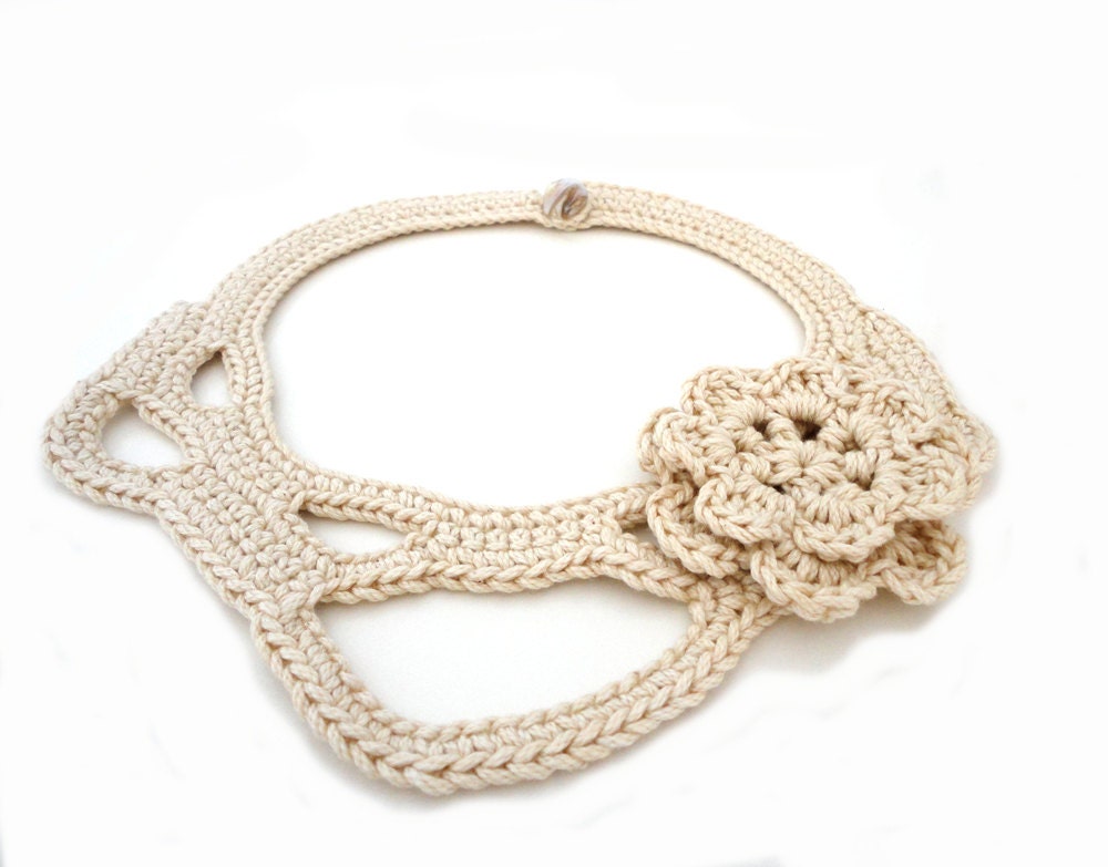 Cream Summer Fashion Crochet  Bib Necklace