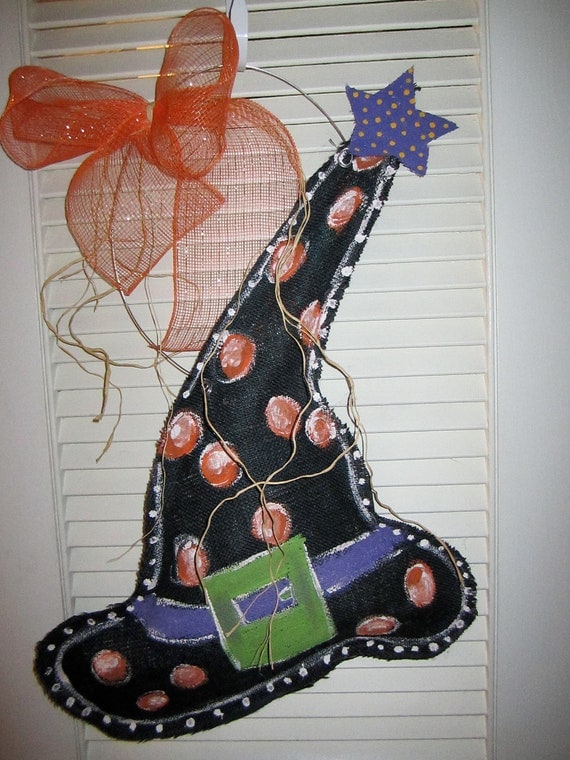 Burlap Witch Hat Door Hanging Decoration