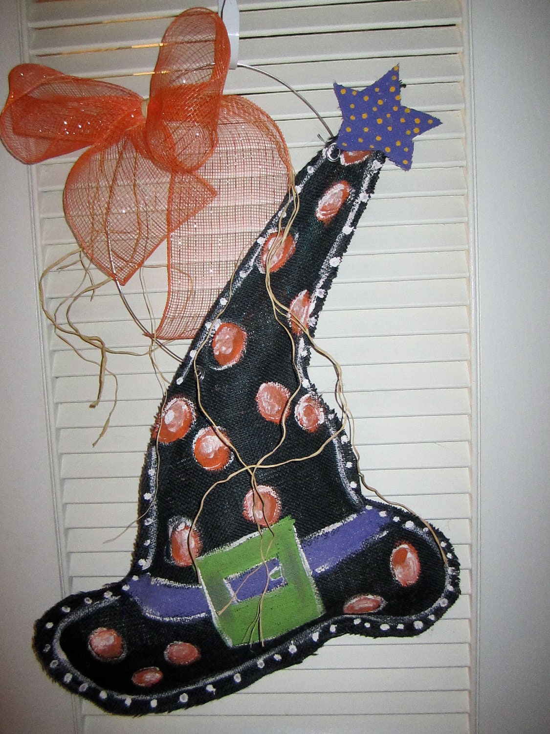 Burlap Witch Hat Door Hanging Decoration