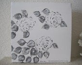 White And Grey Roses 'Noelle' 8 x 8 Original Painting Acrylic On Canvas French Nordic Cottage Living Home Decor