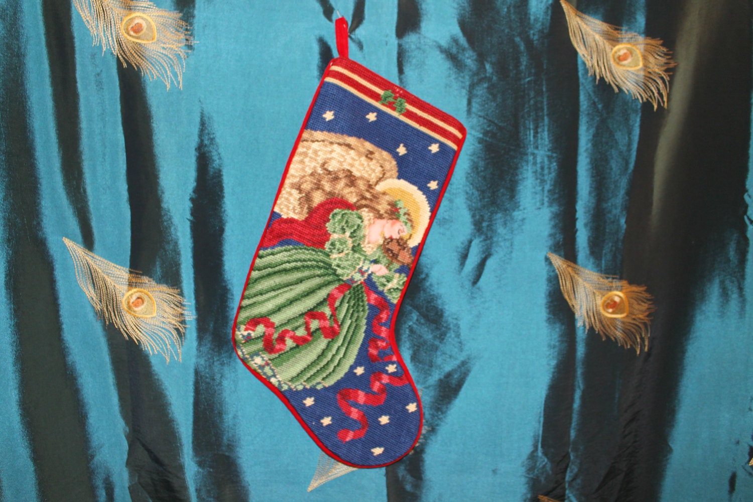 Christmas Stocking, Angel, Needlepoint