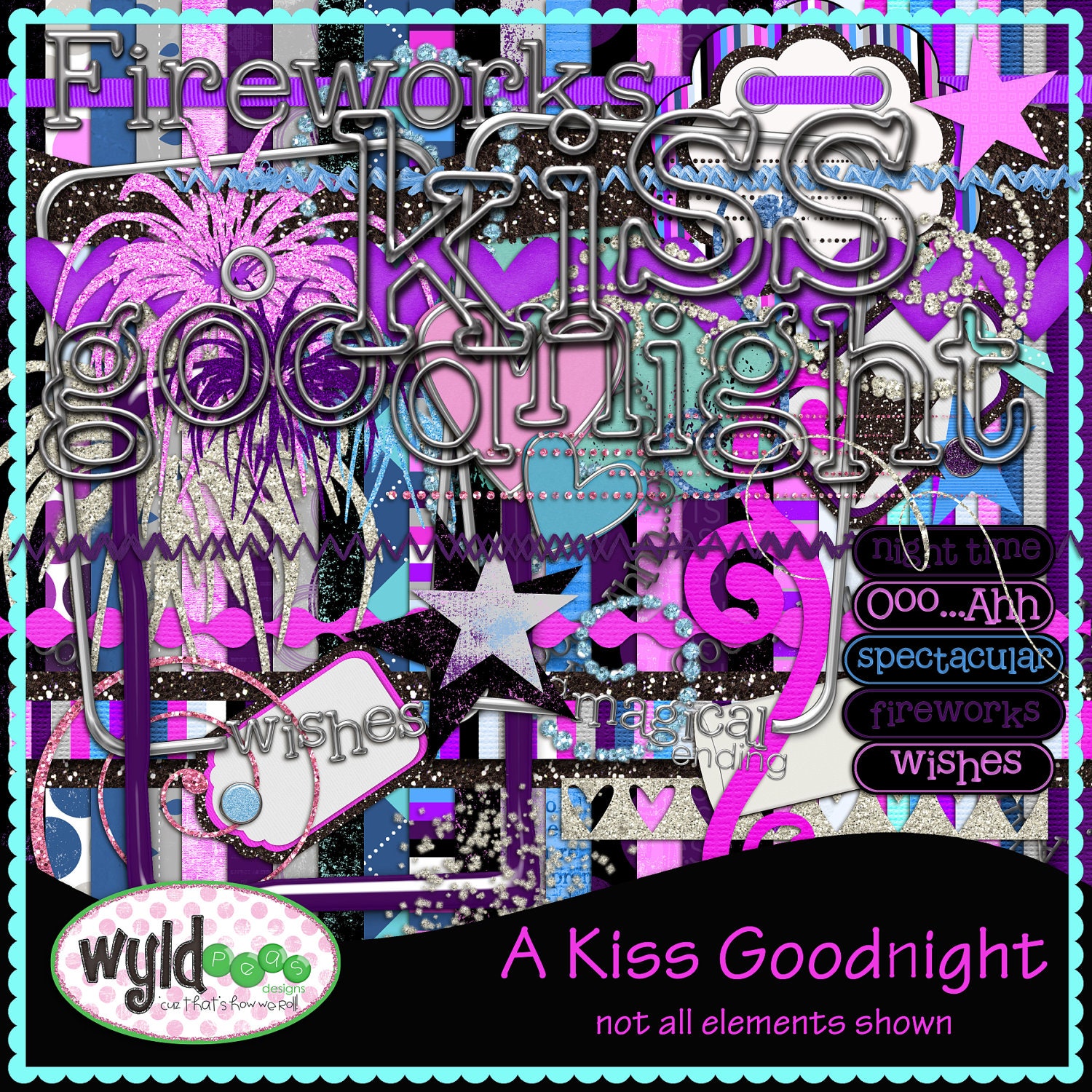 Fireworks  Digital Scrapbooking Kit "A Kiss Goodnight" kit