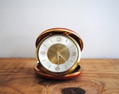 Vintage German Travel Alarm Clock by Seth Thomas Red Pocket Traveling Mid Century - labiblioteca