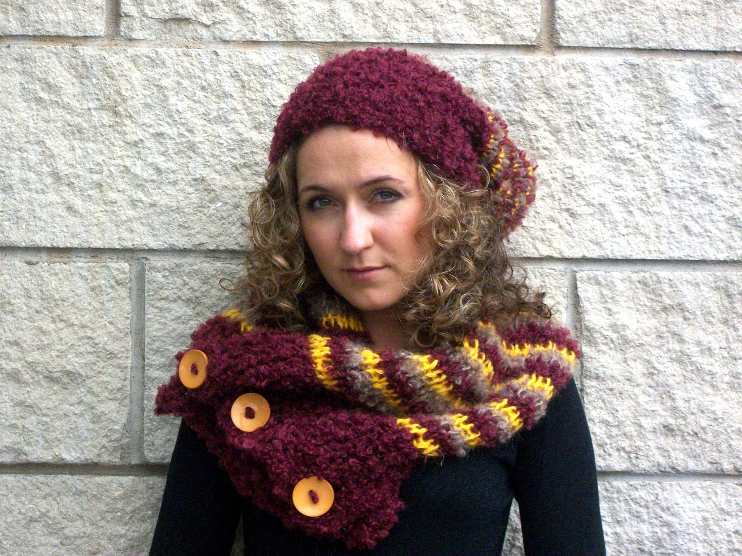 Burgundy Beanie and Scarf