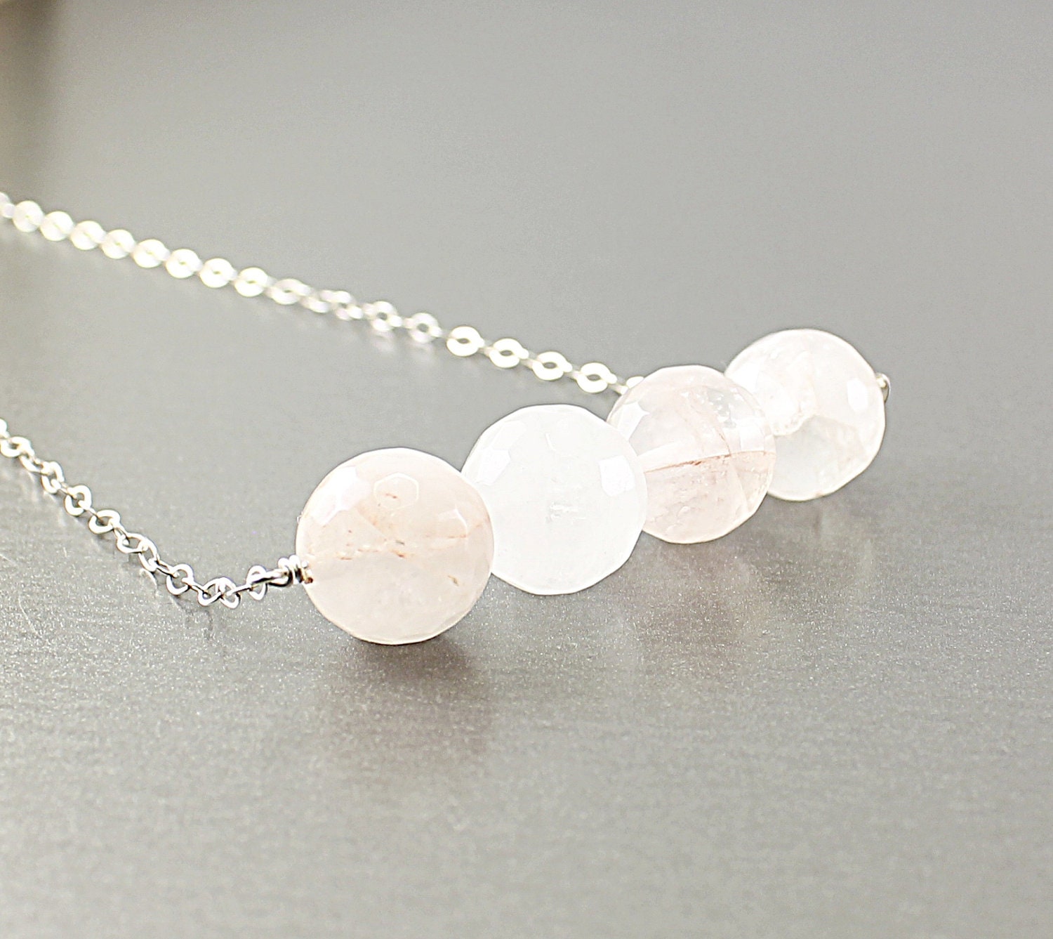 Rose quartz necklace: natural pink quartz, sterling silver necklace gemstone necklace fashion jewelry for women holidays