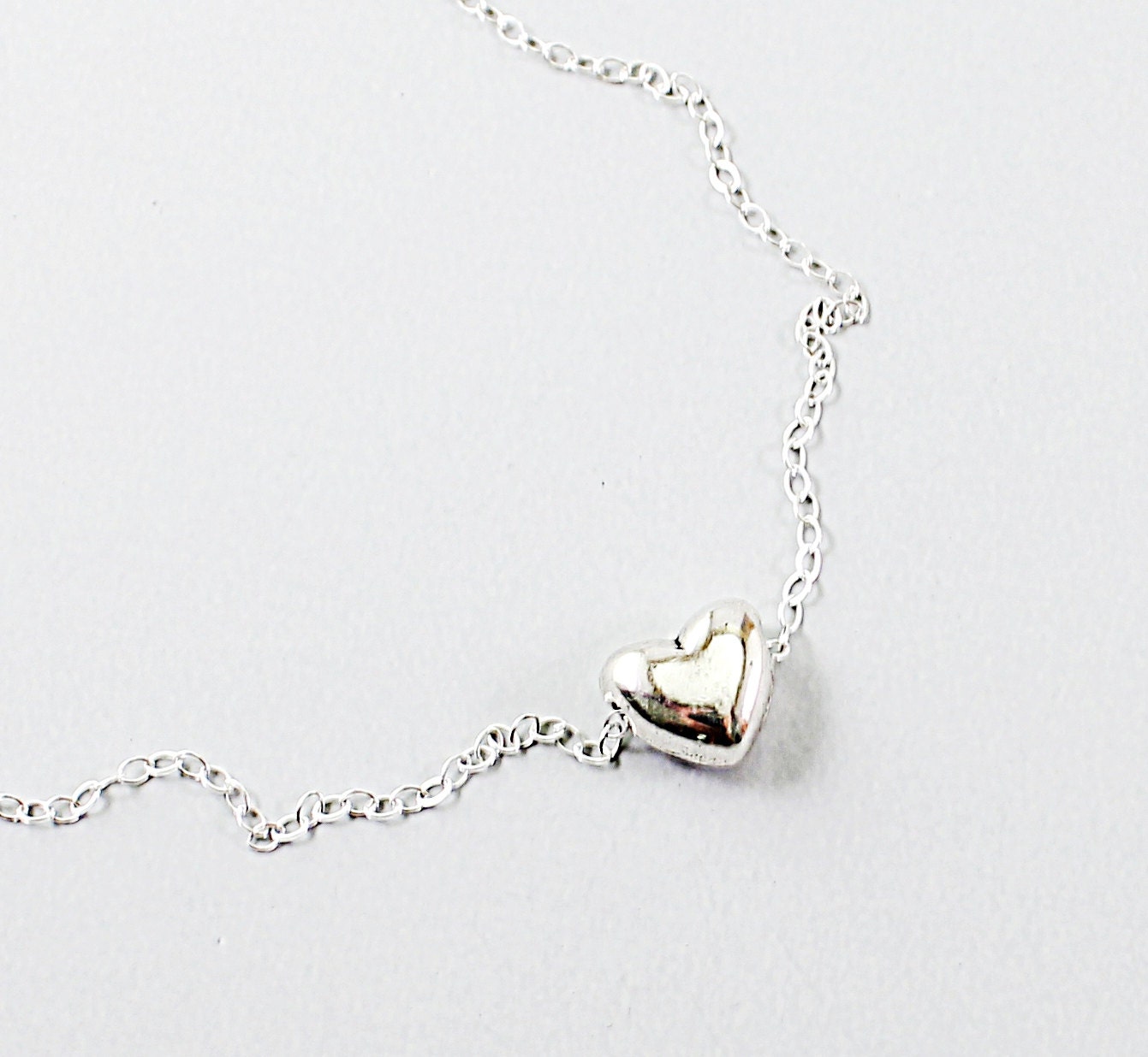 Silver heart necklace - sterling silver necklace love jewelry minimalist gray white