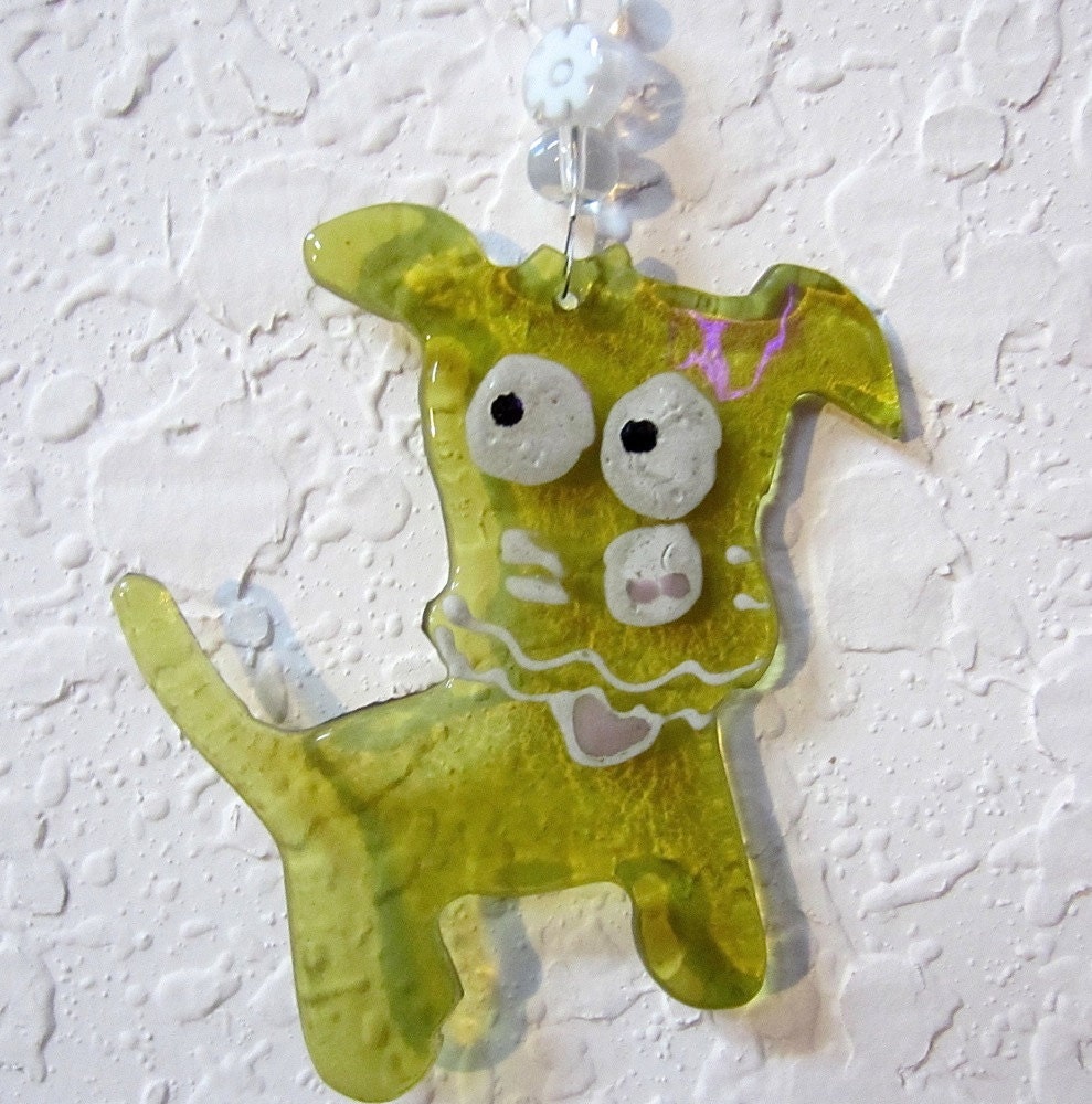 Cute Pooch Glass Ornament - Recycled Bottle Glass