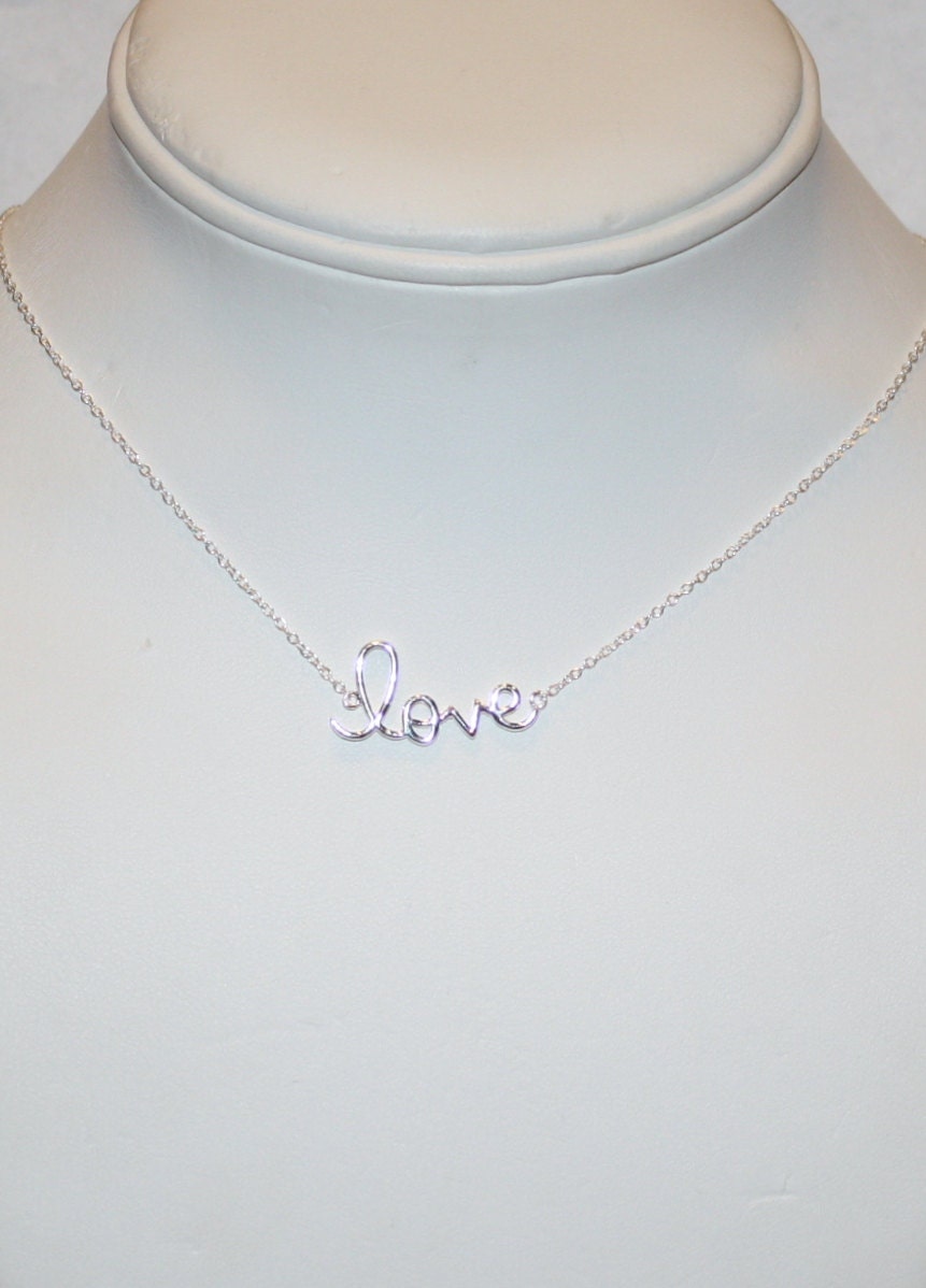 Polished Sterling Silver Love Necklace - Minimalist - Simple - Dainty -Celebrity Inspired