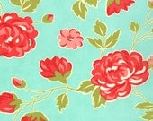 Marmalade LAMINATED fabric yardage Floral on blueberry (aka oilcloth, vinyl, coated, slicker)