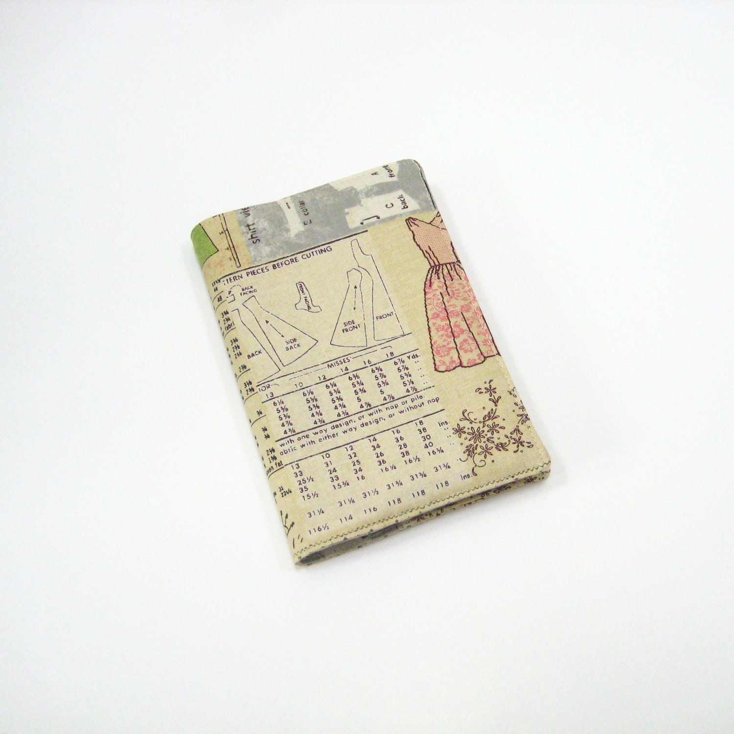 Cover for pocket Moleskine notebook or 2013 planner, cream beige neutral sewing crafts inspired design