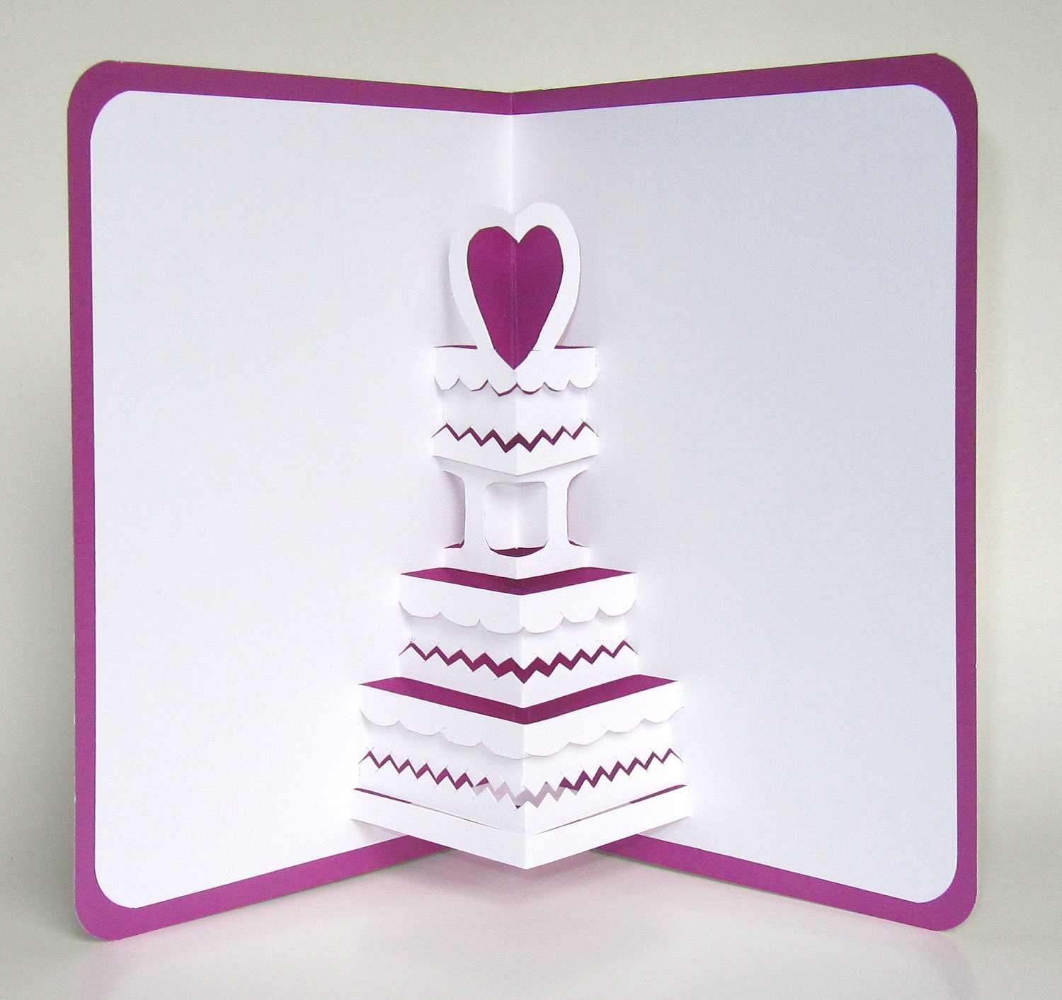 Wedding Cake 3D  Pop Up Greeting Card Anniversary Cake, Birthday Cake,  Home Décor  Handmade Origamic Architecture in White and Purple