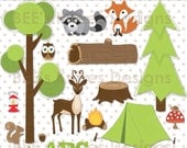 Camping Great Outdoors Woodland Clip Art Digital Scrapbook - Instant Download