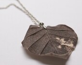 Custom made silver necklace with cotton heart shaped leaf pendant printed with your photograph