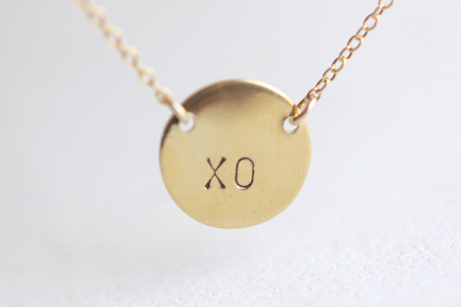 Gold Circle Initial Necklace - two letter custom initials on 14k gold fill chain, XO circle necklace