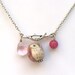 Silver Leaf  Jade Quartz  Porcelain Owl Necklace