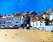 limited Edition A3 Giclee Art Print The Wharf St Ives