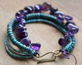 Small Coconut & Amethyst Four Strand Bracelet