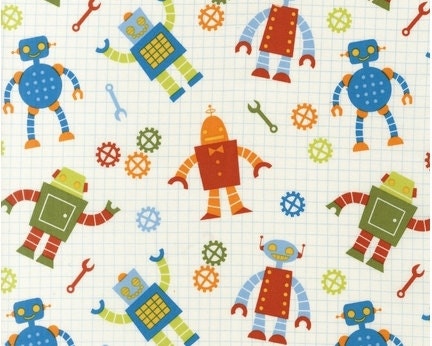 Custom Listing for Emily - Robot Factory - robot multi (Organic) from Robert Kaufman - 2 yards