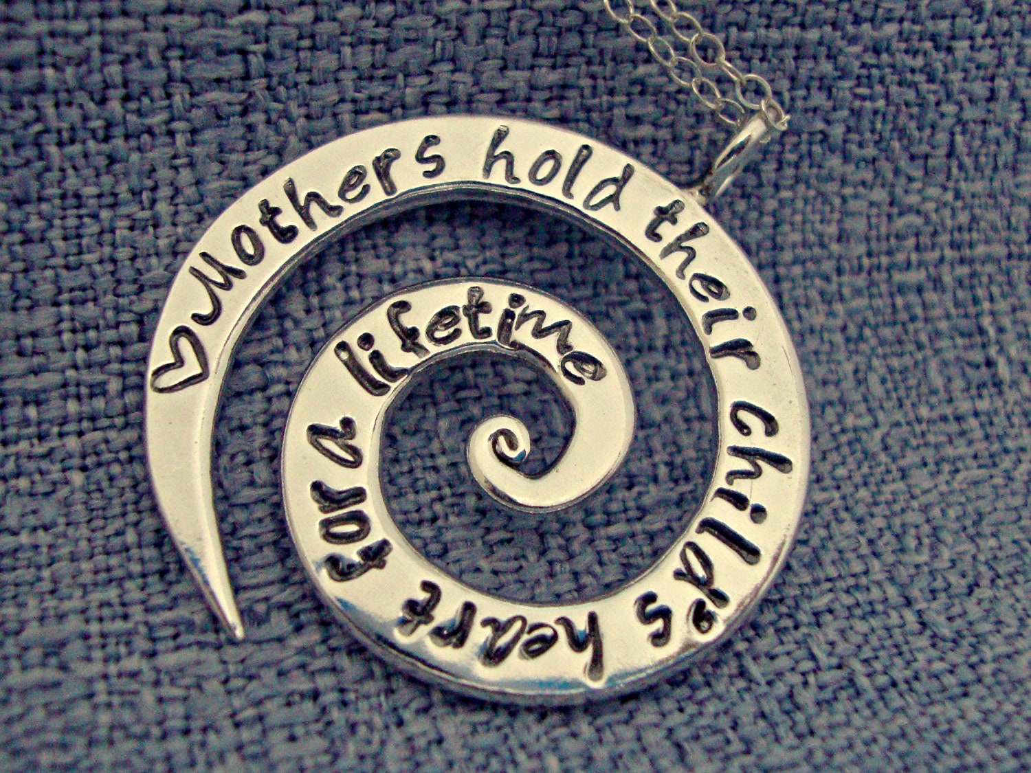 Personalized Necklace - Hand Stamped Jewelry - LARGE Swirl Necklace - Family Names - Affirmation Neckalce - Inspirational Necklace