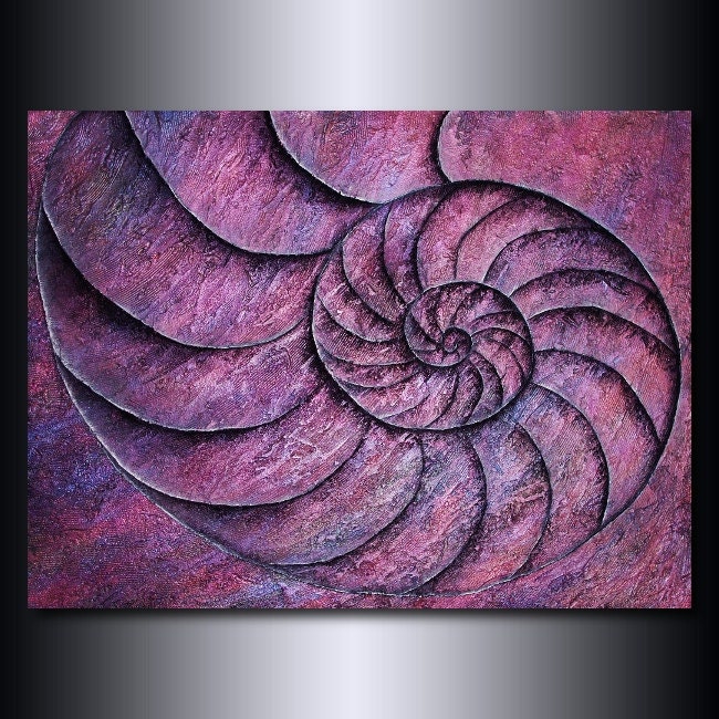 Fibonacci Nautilus Fossil Print: 8 x 10 Purple Violet Giclee Reproduction