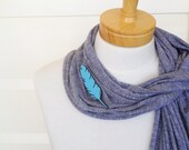 Summer Love Feather Brooch - Hand Painted Wooden Laser Cut - Sky Blue