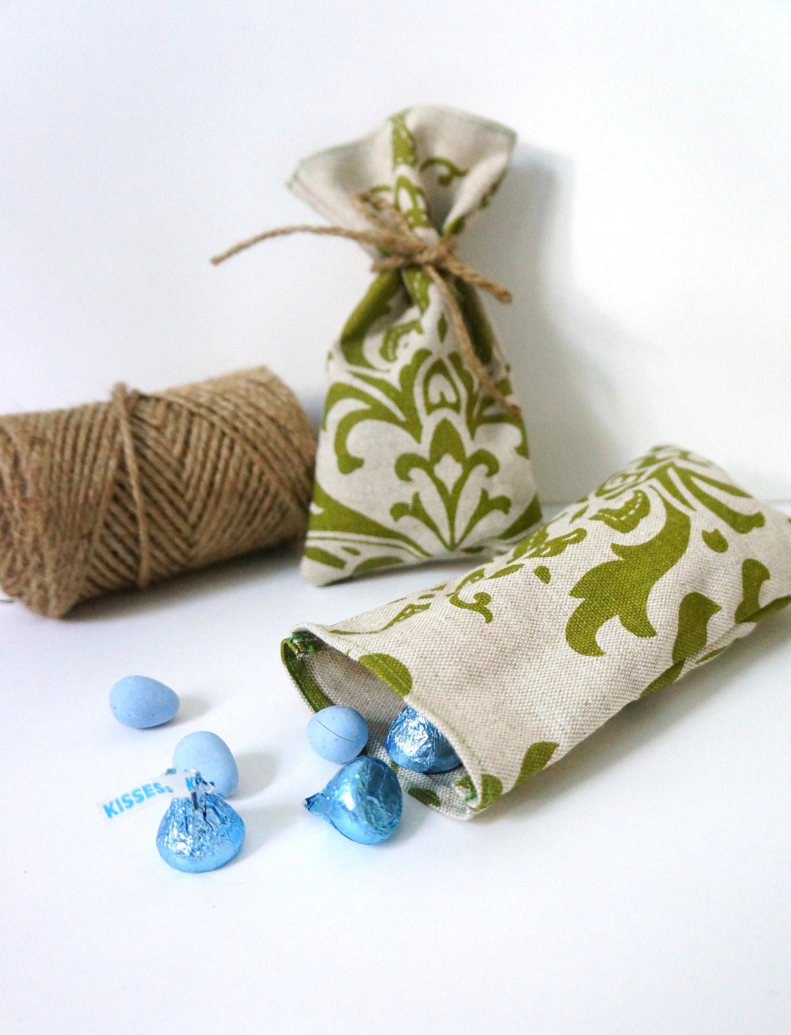 Green Damask Favor Bag