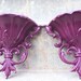 Shabby Reddish Purple Wall Pocket/Planter Set Ornate