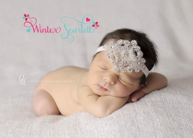 20% off entire order...Rhinestone Beaded Headband, Couture Crystal Wedding Headpiece, baby headbands, newborn headbands,