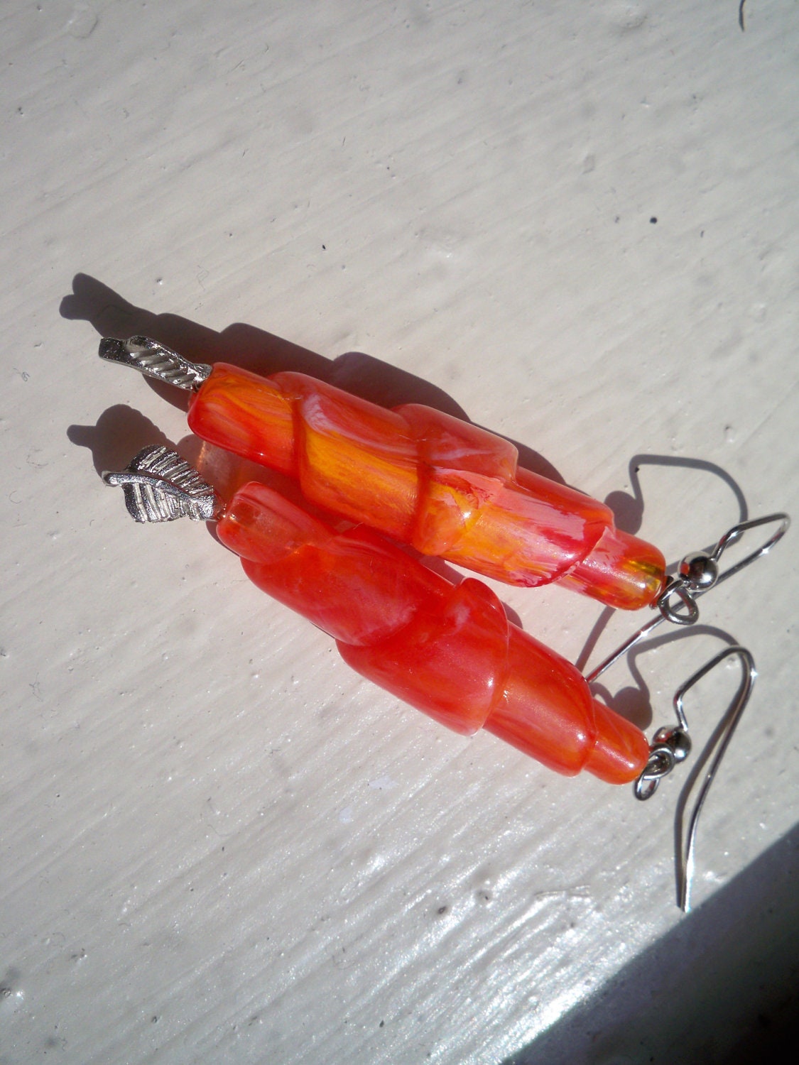 SALE: Vintage Orange Lucite Handrolled Beads - Fall Earring Series - eclecticnesting