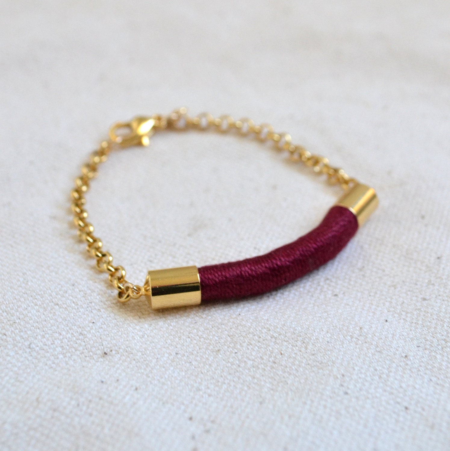 ELIXIR // gold rope bracelet // burgundy