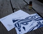Air element relief print postcard