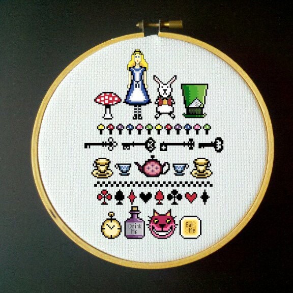 Alice in Wonderland - Cross Stitch Sampler Pattern