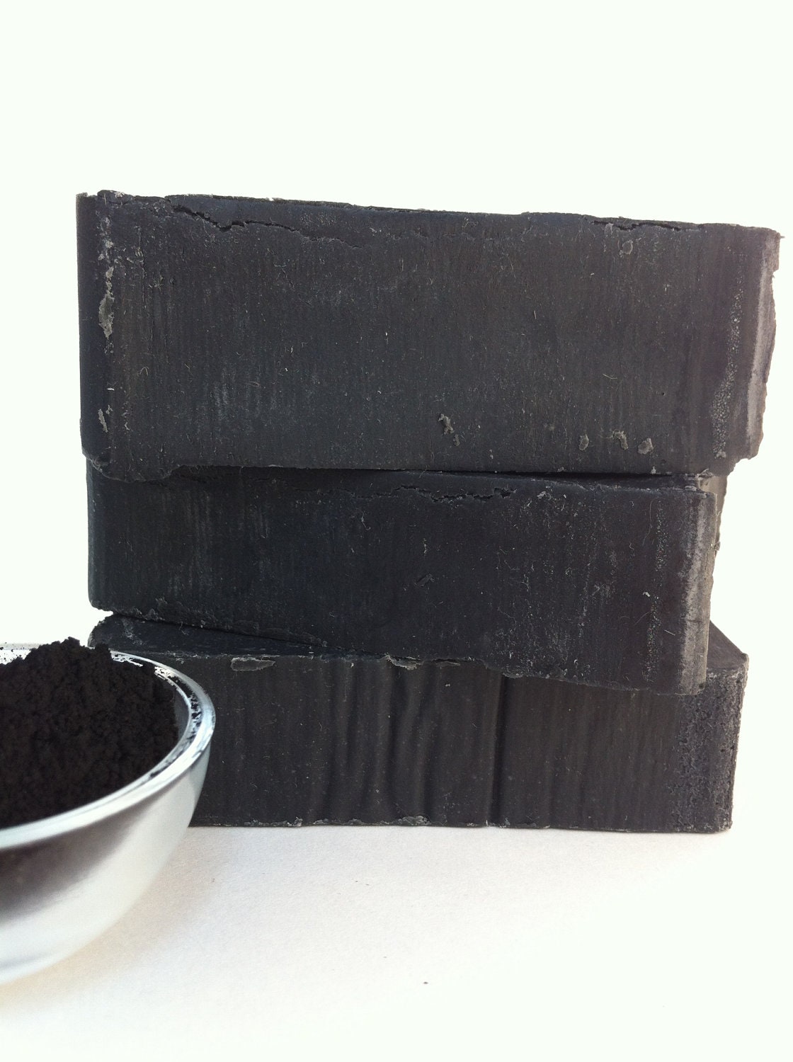 activated charcoal soap, with essential oils of tea tree, peppermint and lavender- vegan