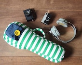 Green Tea Bag - Green and White Stripe Ukulele Bag (Soprano Size) Custom made