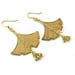 Gingko Leaf Earrings Gingko Jewelry Yellow Gold Jewelry Chain Jewellery Flower Beads Dangle Nature Fashion Unique Everyday Modern Minimal