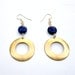 Navy Blue Earrings - Lapis Earrings - Yellow Gold Jewelry - Gemstone - Denim - Hoops ER-179