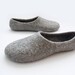 Eco friendly natural grey color hand made felted slippers.