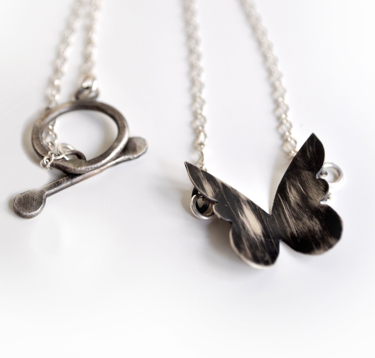 Sterling Silver Butterfly Necklace-Butterfly Pendant- Oxidized Butterfly Necklace-Dark Romantic Jewelry