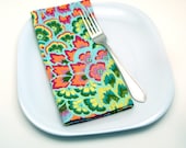 Peacock Feathers Cloth Napkins, Amy Butler, Sea Glass Blue, Made to Order,18 Inch, Set of Four