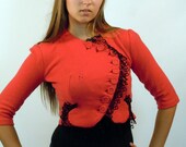 Stunning Red & Black Lace Vintage Blazer