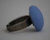 Soft Blue Glass Vintage Marble Recycled Into a Ring Adjustable Antique Finish