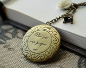 Vintage Engraved French Locket Bronze Necklace