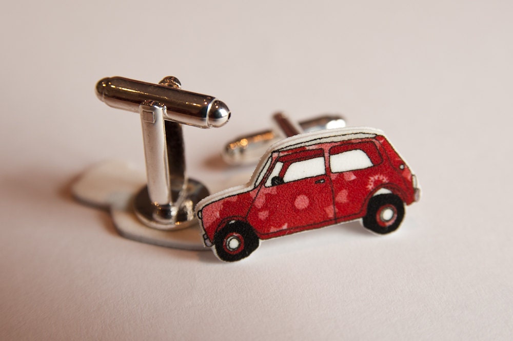 Cuff links, Mini cooper illustrated cuff links