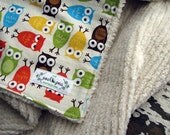 Baby Blanket - Urban Zoologie Owls Bermuda - You Choose Color of  Minky or Natural Chenille - Gender Neutral