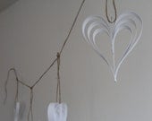 Paper heart garland - white paper hearts -holiday decoration-wedding decor