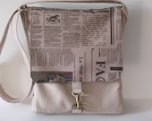 messenger bag, medium size bag, outside pocket bag, cross body bag, beige messenger bag , over the shoulder bag, newspaper bag,